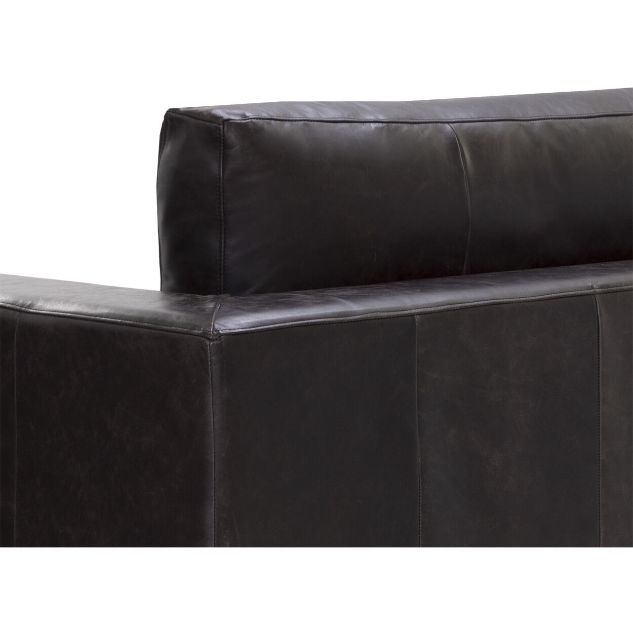 Anakin Light Oak / Tuscany Warm Black Leather Sofa
